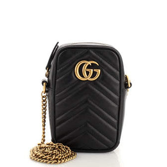 Gucci GG Marmont Vertical Phone Crossbody Bag Matelasse Leather Mini