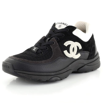 Chanel Women's CC Low-Top Sneakers Leather and Fabric with Suede