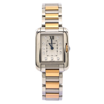 Cartier Tank Anglaise Quartz Watch Rose Gold and Stainless Steel with Diamond Markers 23