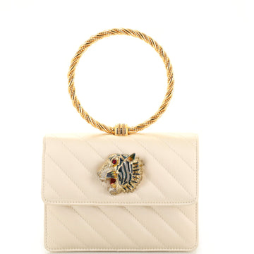 Gucci Rajah Broadway Top Handle Evening Bag Quilted Satin