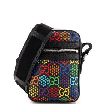 Gucci Front Zip Messenger Bag Psychedelic Print GG Coated Canvas Mini