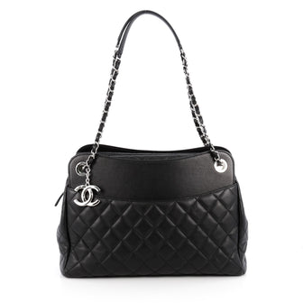 Chanel CC Charm Shoulder Bag Quilted Lambskin Large Black