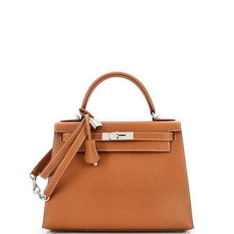 Hermes Kelly Handbag Brown Epsom with Palladium Hardware 28