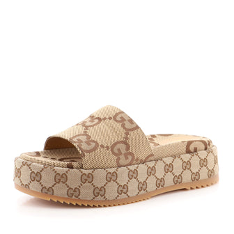 Gucci Women's Angelina Platform Slide Sandals GG Canvas