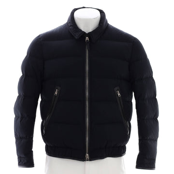 Tom Ford Men's Collared Puffer Jacket Quilted Polyamide Blend and Leather with Down