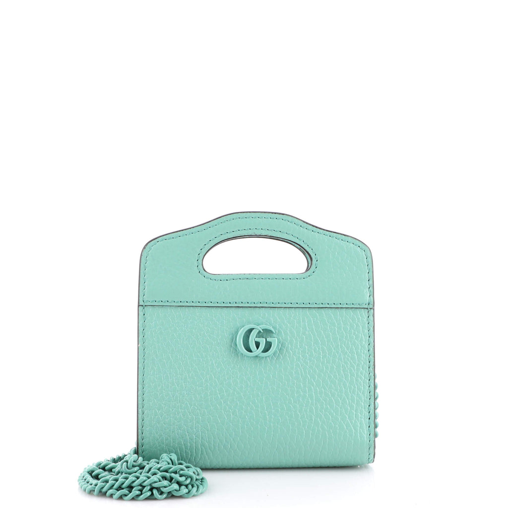 Mint Gucci Marmont Card Case Green Gucci GG Marmont Top Handle Card Case On Chain Leather Green 1989581