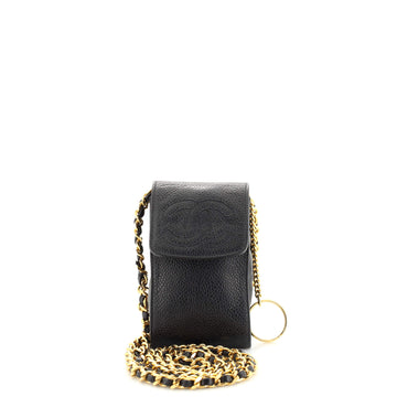Chanel Vintage CC Phone Holder Crossbody Bag Caviar