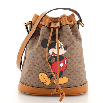 Gucci Disney Mickey Mouse Bucket Bag Printed Mini GG Coated Canvas