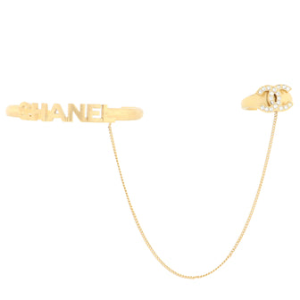Chanel Logo Cuff with CC Ring Metal with Crystal