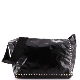 Valentino Garavani Rockstud Flap Messenger Coated Canvas Large