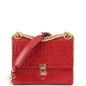 Fendi Kan I Bag Zucca Embossed Leather Small