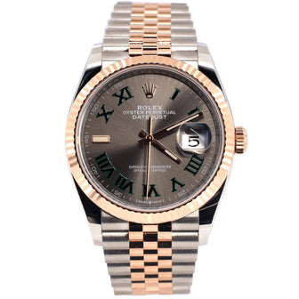 Rolex Oyster Perpetual Datejust Wimbledon Automatic Watch Stainless Steel and Rose Gold 36