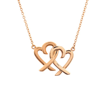 Tiffany & Co. Paloma Picasso Loving Heart Interlocking Pendant Necklace 18K Rose Gold