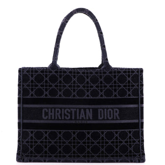 Christian Dior Book Tote Cannage Embroidered Velvet Large