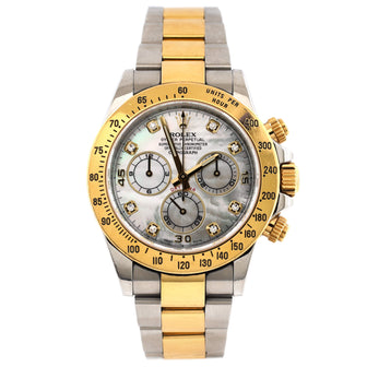 Oyster Perpetual Cosmograph Daytona Automatic Watch Stainless Steel and Yellow Gold with Diamond Markers and Mother of Pearl 40