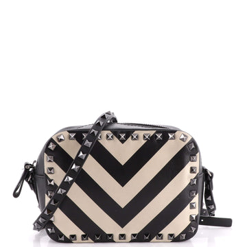 Valentino Garavani Rockstud Camera Crossbody Bag Striped Leather