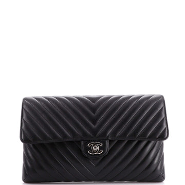 Chanel Classic Flap Clutch Chevron Lambskin
