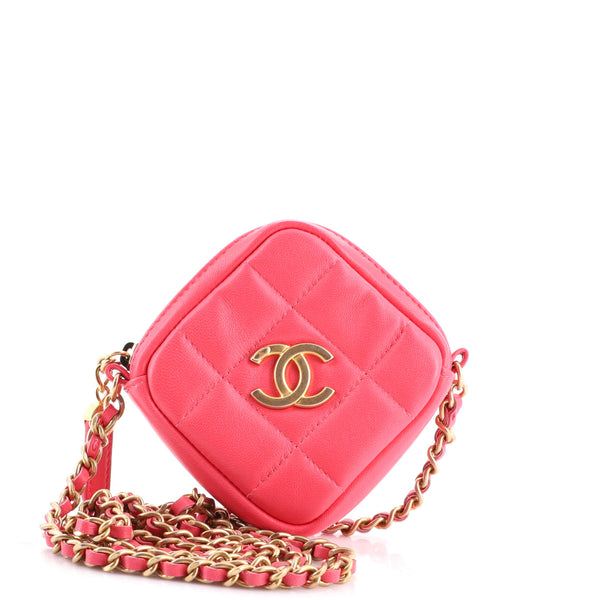Chanel Diamond Clutch with Chain Quilted Lambskin Pink