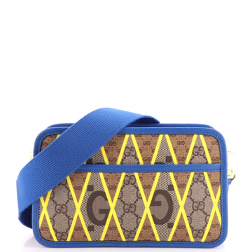 Gucci Zip Crossbody Bag Rhombus GG Coated Canvas and Leather Mini