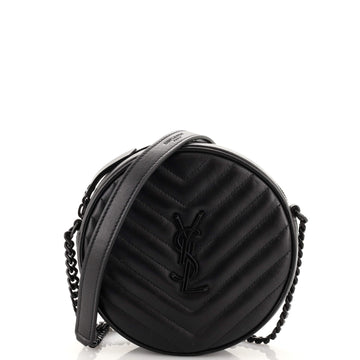 Saint Laurent Vinyle Round Camera Bag Matelasse Chevron Leather