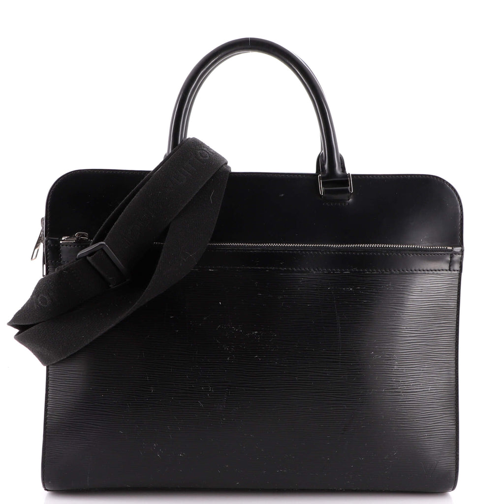 Louis Vuitton Epi Bassano Briefcase MM Black 