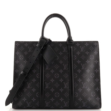 Louis Vuitton Sac Plat Zipper Tote Monogram Eclipse Calfskin Horizontal