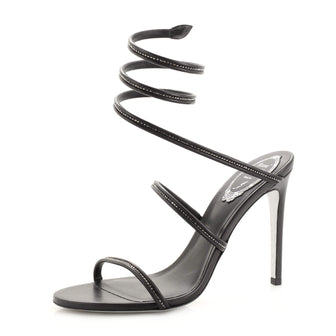 Rene Caovilla Women's Cleo Ankle Wrap Heeled Sandals Leather with Crystals
