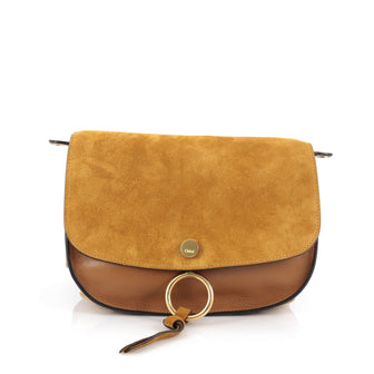 Chloe Kurtis Shoulder Bag Leather and Suede Medium Brown 1990901
