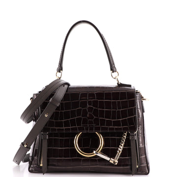 Chloe Faye Day Bag Crocodile Embossed Leather Small