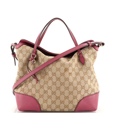 Gucci Bree Convertible Top Handle Bag GG Canvas with Leather Medium