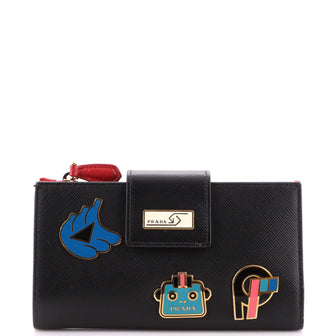 Prada Front Tab Organizer Wallet Saffiano Leather Small