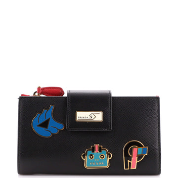 Prada Front Tab Organizer Wallet Saffiano Leather Small