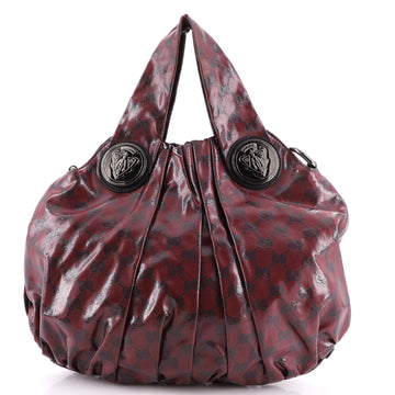 Gucci Hysteria Convertible Top Handle Bag GG Coated Canvas Small