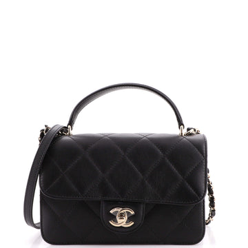 Chanel Coco Lady Top Handle Flap Bag Quilted Calfskin Small