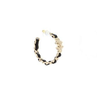 Chanel CC Turnlock Chain Hoop Earrings Metal with Lambskin