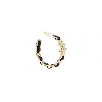 Chanel CC Turnlock Chain Hoop Earrings Metal with Lambskin