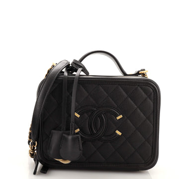 Chanel Filigree Vanity Case Quilted Caviar Medium
