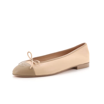Chanel Women's CC Cap Toe Bow Ballerina Flats Leather and Patent