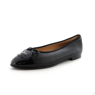 Chanel Women's CC Cap Toe Bow Ballerina Flats Leather and Patent