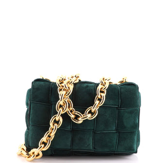 Bottega Veneta Cassette Chain Crossbody Bag Padded Maxi Intrecciato Suede