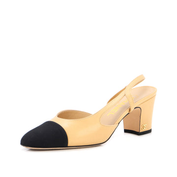 Chanel Women’s Cap Toe Slingback Pumps Leather