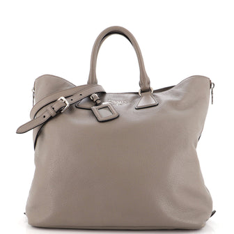 Prada Side Zip Convertible Tote Vitello Daino Large