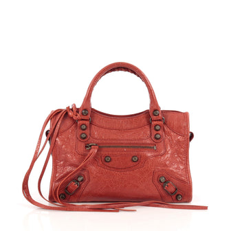 Balenciaga City Giant Studs Handbag Leather Mini Orange 1993701