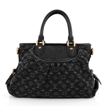 Louis Vuitton Neo Cabby Handbag Denim MM Black 1993801