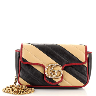 Gucci GG Marmont Flap Bag Diagonal Quilted Leather Super Mini