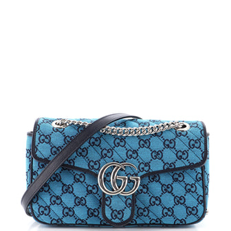Gucci GG Marmont Flap Bag Diagonal Quilted GG Canvas Small