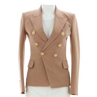 Balmain Women's Double Breasted Blazer Cotton and Modal Blend