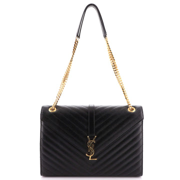 Saint Laurent Classic Monogram Envelope Satchel Matelasse Chevron Leather Large