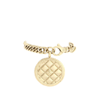 Chanel Single Quilted Medallion CC Charm Bracelet Metal