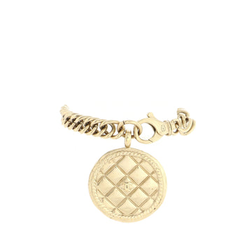 Chanel Single Quilted Medallion CC Charm Bracelet Metal